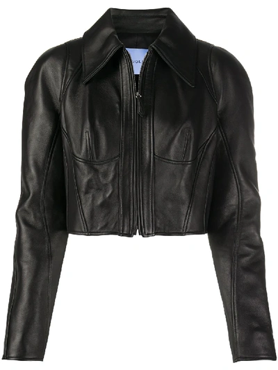 Shop Mugler Zipped-up Jacket In Black
