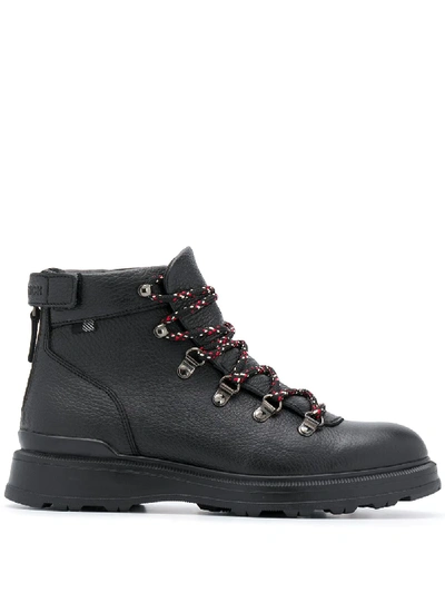 Shop Woolrich Lace-up Flat Boots In Black