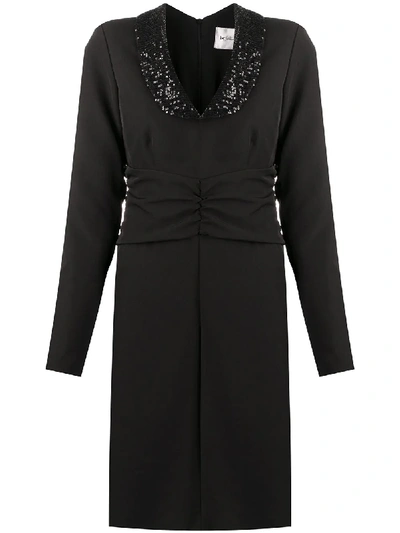 Shop Blumarine Embellished Collar Mini Dress In Black
