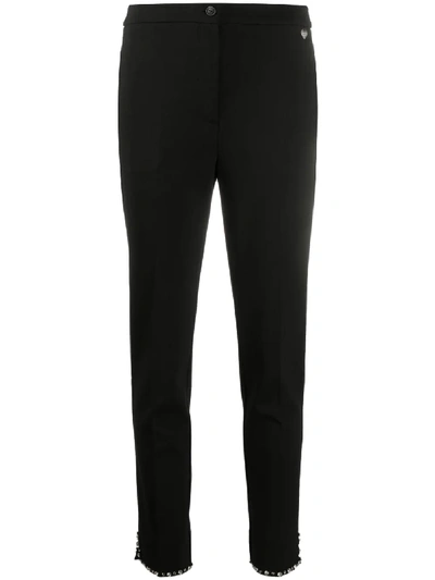 Shop Twinset Skinny Fit Embellished Trim Trousers In Black