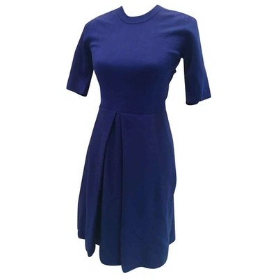 Pre-owned Burberry Wool Mid-length Dress In Navy
