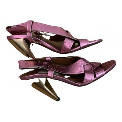 Pre-owned Lanvin Metallic Patent Leather Sandals
