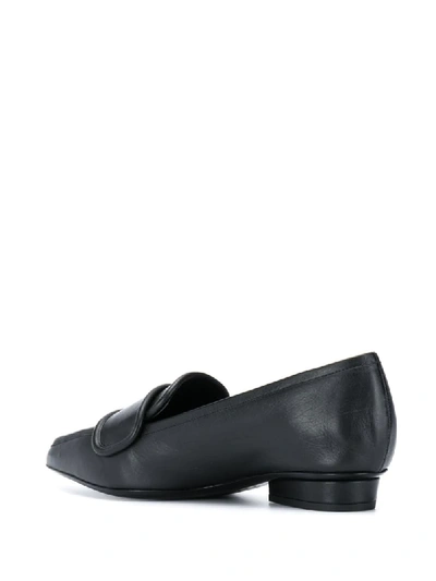 Shop Ferragamo Leather Point-toe Loafers In Black