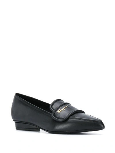 Shop Ferragamo Leather Point-toe Loafers In Black