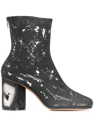 Shop Maison Margiela Splatter Print Ankle Boots In Black