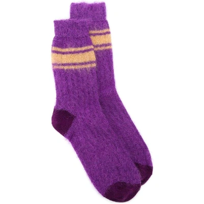 Shop Golden Goose Women's Purple Wool Socks