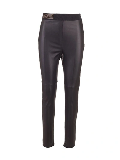 Shop Fendi Women's Black Leather Leggings