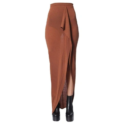 Shop Rick Owens Women's Brown Wool Skirt