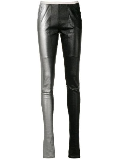 Shop Rick Owens Women's Black Leather Leggings