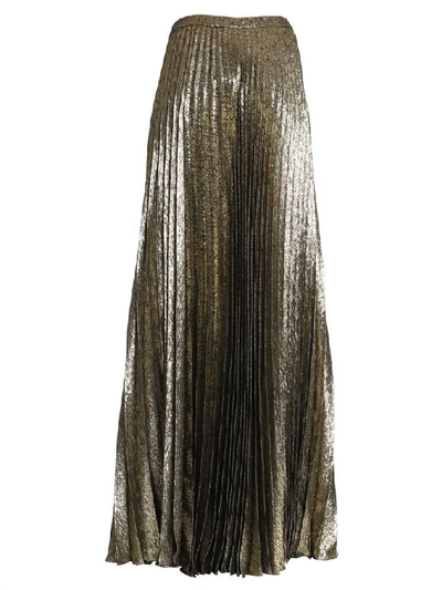 Shop Saint Laurent Women's Gold Silk Skirt