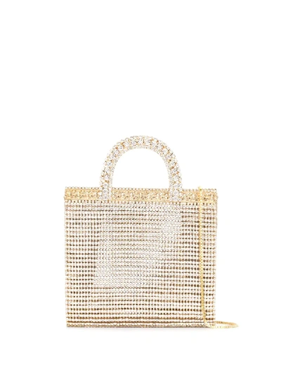 Rosantica Teodora Crystal-embellished Brass Mini Top Handle Bag In Metallic