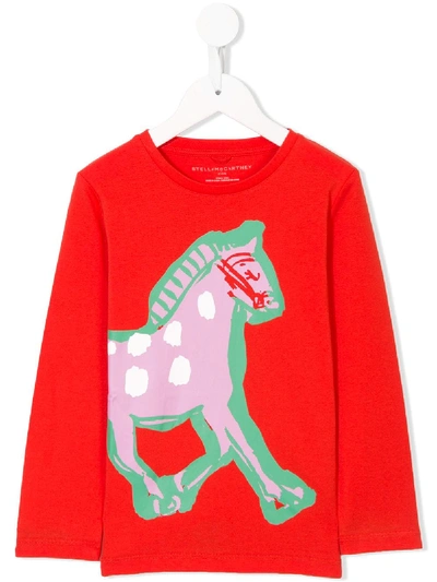 Shop Stella Mccartney Horse Long-sleeve T-shirt In Red