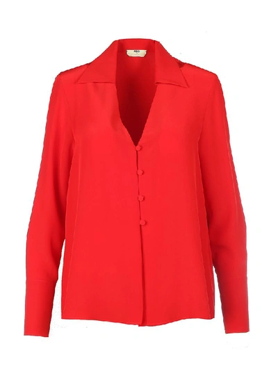 Shop Fendi Women's Red Silk Blouse