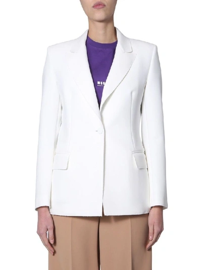 Msgm Single Breasted Blazer In White