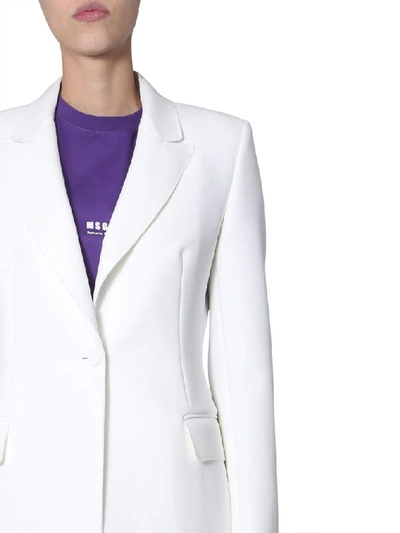 Msgm Single Breasted Blazer In White