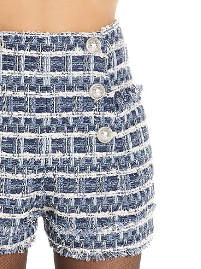 Shop Balmain Women's Blue Viscose Shorts