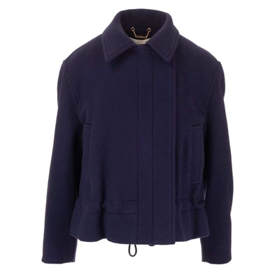 Shop Chloé Women's Blue Wool Outerwear Jacket