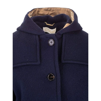 Shop Chloé Women's Blue Wool Coat