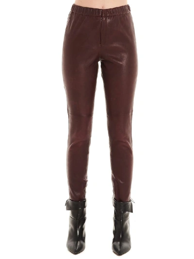 Shop Isabel Marant Women's Burgundy Leather Pants