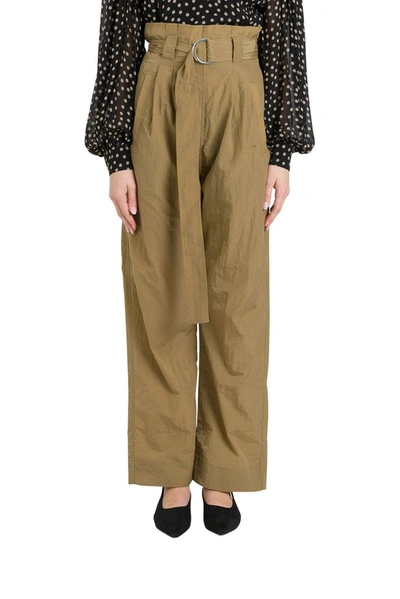 Shop Ganni Women's Green Polyamide Pants