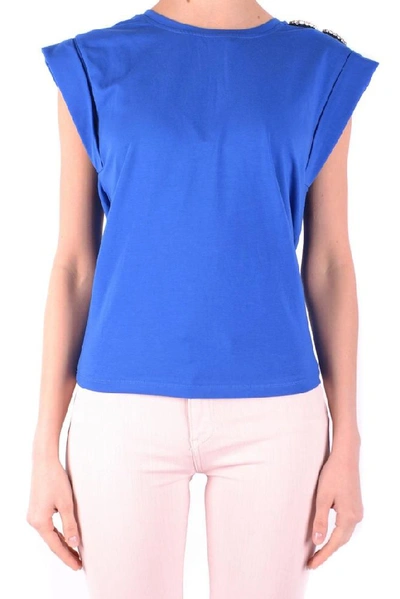 Shop Pinko Women's Blue Cotton T-shirt