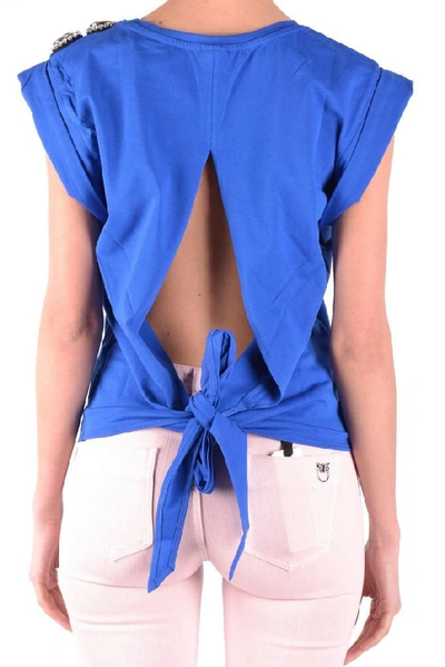 Shop Pinko Women's Blue Cotton T-shirt