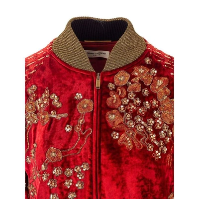 Shop Saint Laurent Women's Red Viscose Coat