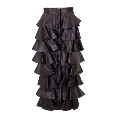 Shop Saint Laurent Women's Black Leather Skirt