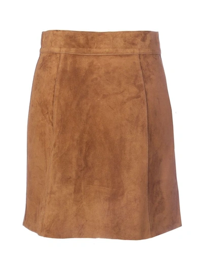 Shop Prada Women's Brown Suede Skirt