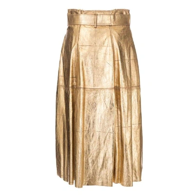 Shop Golden Goose Women's Gold Leather Skirt