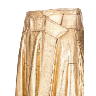 Shop Golden Goose Women's Gold Leather Skirt