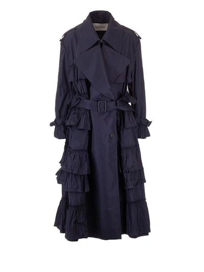 Shop Valentino Women's Blue Polyester Trench Coat