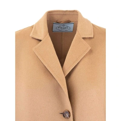 Shop Prada Women's Brown Wool Coat