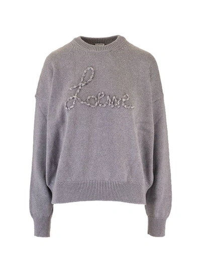 Shop Loewe Women's Grey Cotton Sweater