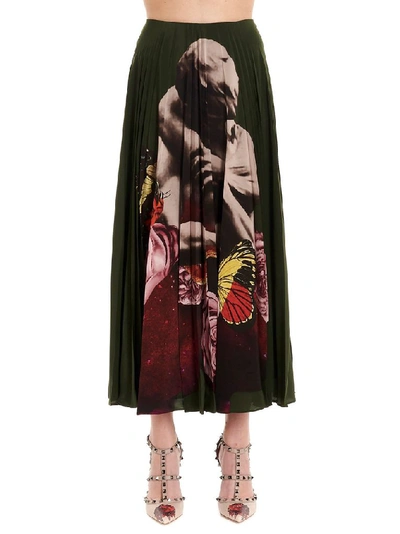 Shop Valentino Women's Green Silk Skirt