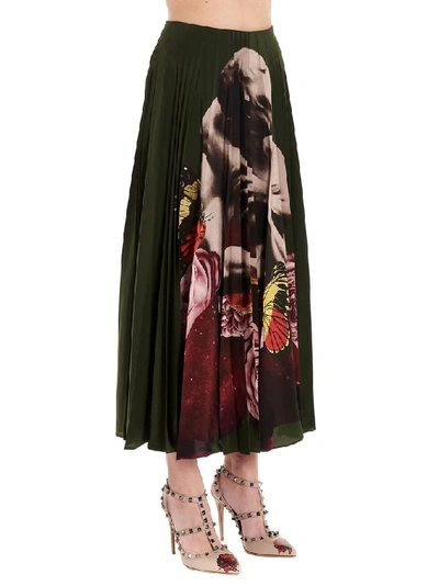 Shop Valentino Women's Green Silk Skirt