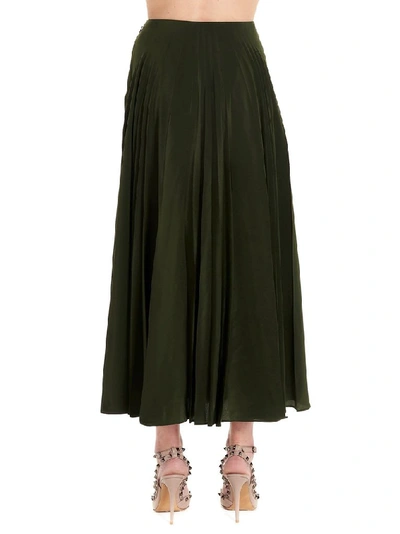 Shop Valentino Women's Green Silk Skirt