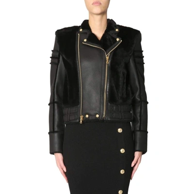 Shop Balmain Women's Black Leather Jacket