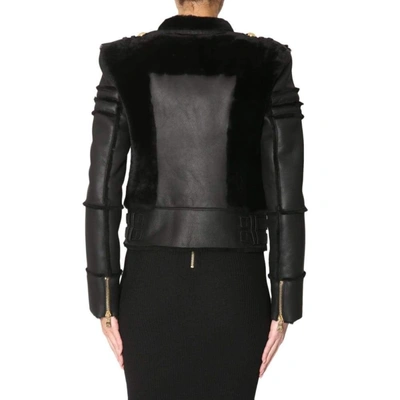 Shop Balmain Women's Black Leather Jacket