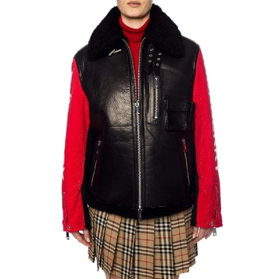 Shop Burberry Women's Black Leather Outerwear Jacket