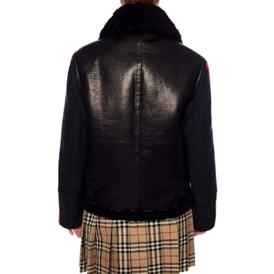 Shop Burberry Women's Black Leather Outerwear Jacket