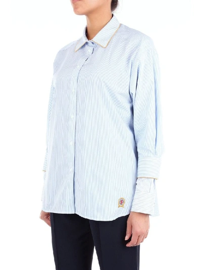 Shop Tommy Hilfiger Women's Light Blue Cotton Shirt