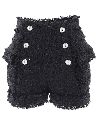 Shop Balmain Women's Black Cotton Shorts