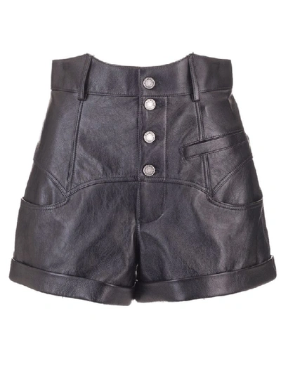 Shop Saint Laurent Women's Black Leather Shorts