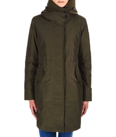 Shop Woolrich Women's Green Cotton Coat