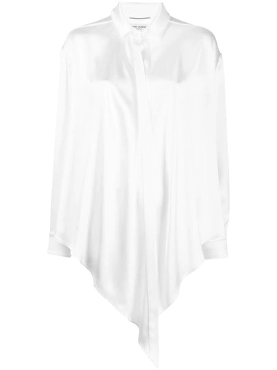 Shop Saint Laurent Women's White Silk Blouse