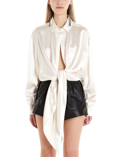 Shop Saint Laurent Women's White Silk Blouse