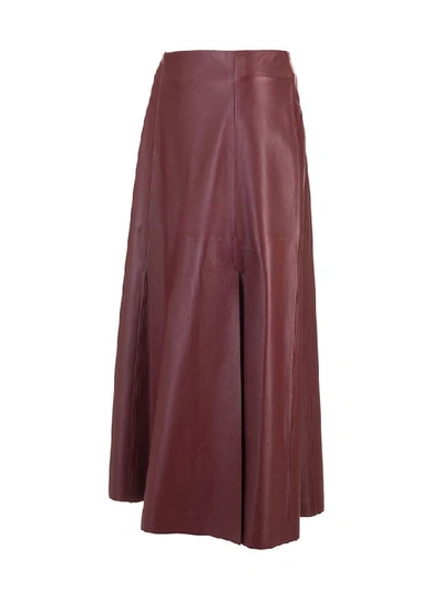 Shop Ferragamo Salvatore  Women's Burgundy Leather Skirt
