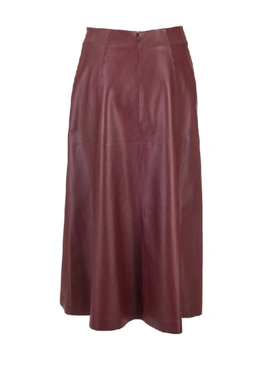 Shop Ferragamo Salvatore  Women's Burgundy Leather Skirt