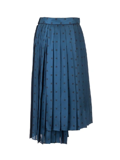 Shop Fendi Women's Blue Silk Skirt